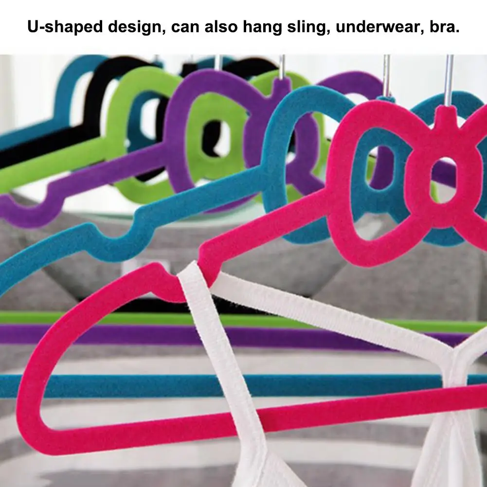 

10Pcs Clothes Hanger Flocking Butterfly Shape Free Bending No Deformation No Falling off Cut Coat Hangers for Female Children