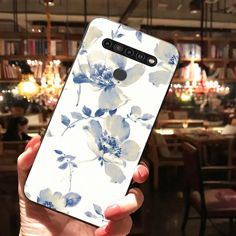 

Vintage Flowers Floral for LG G8 G8S G8X V30 V35 V40 V50 V60 ThinQ Q60 K40 K50 K30 K41 K51 K61 K71 K22 Black Phone Case