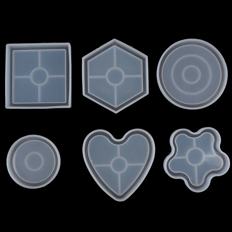 

Crystal Epoxy Resin Mold Hexagon Round Coaster Casting Silicone DIY Mould