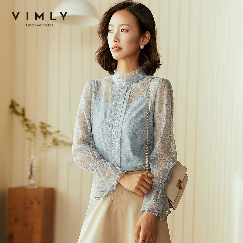 Блузка женская шифоновая с воротником стойкой и оборками|Блузки| |