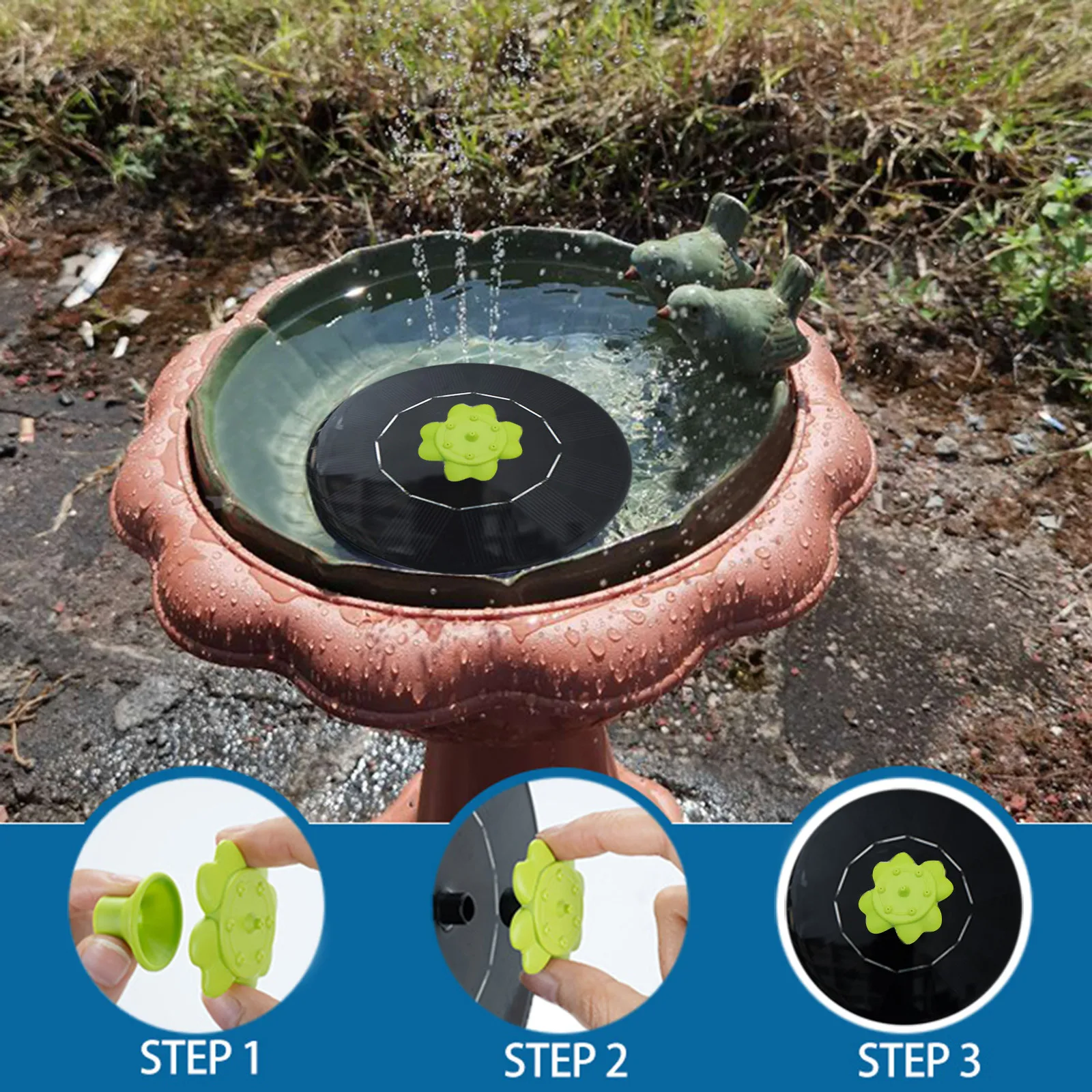 Усовершенствованные солнечные фонтаны с листьями умная ванна для птиц маленькие