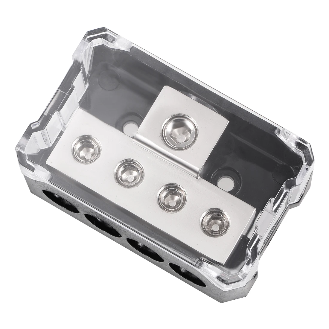 

uxcell 4 Way Power Distribution Block 2 Gauge in 4 Gauge Out Amp Power Ground Distributor for Car Audio Splitter Silver Tone