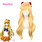 Парики для косплея Сейлор Винус Сейлор Минако Айно длинные светлые свободные волнистые термостойкие синтетические волосы парики + шапочка для парика