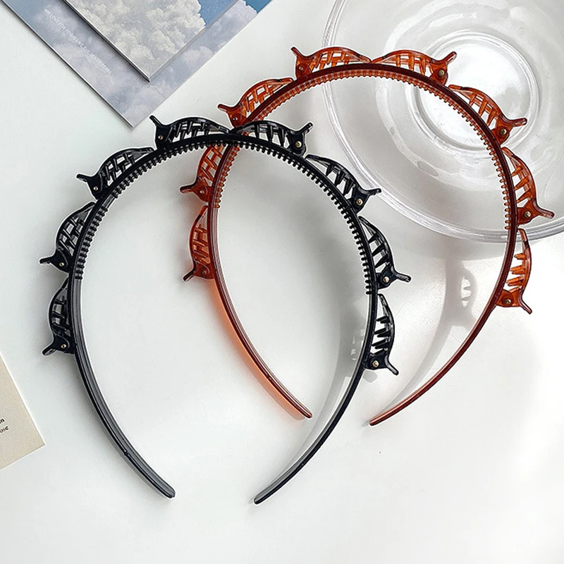 

Simple Double Layer Twist Plait Clip Head Band Multilayer Hollow Woven Headband Hair Hoop Hair Styling Tools Hairpin Hair Clips
