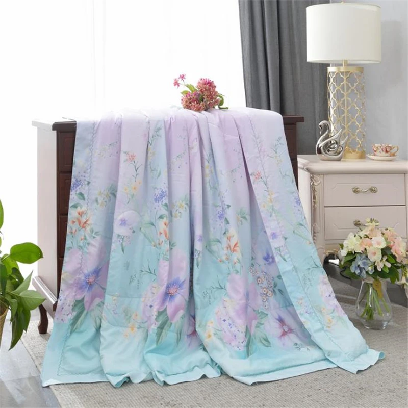 Летнее одеяло в европейском стиле из тенсела с реактивным принтом мягкое