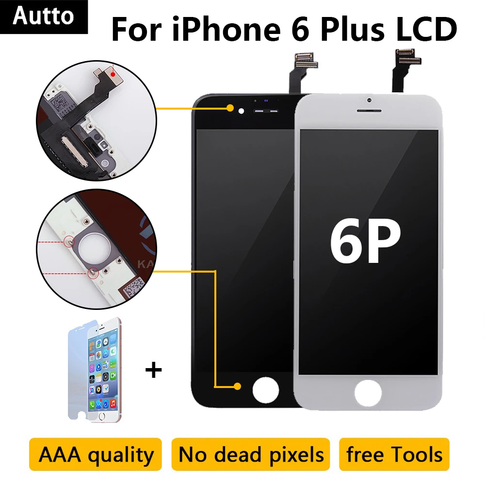 5 шт. AAA Качество для iPhone 6 Plus LCD сенсорный экран дюймов дисплей Замена Полный