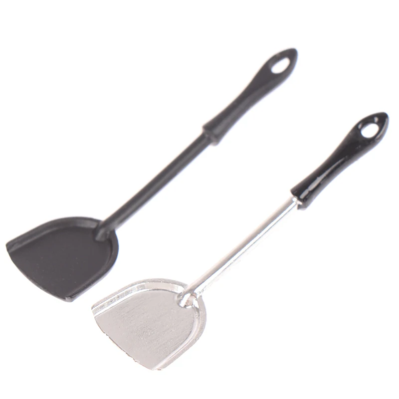 

2Pcs 1/12 Dollhouse Miniature Accessories Mini Metal Kitchen Shovel Simulation Spatula Toys For Doll House Decoration Toy