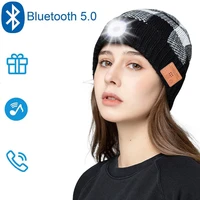 unisex bluetooth led beanie hatwireless headphone beanie usb rechargeable lighted cap with built in hd stereo speak