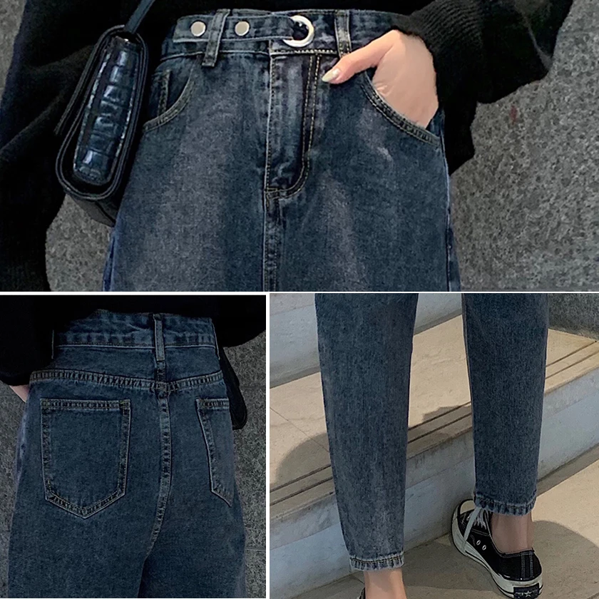 

2020 Spring New Women Vintage High Waist Slouchy Mom Jeans Denim Autumn Harem Pants Plus Size Trousers Vaqueros Mujer B9D018T