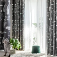 modern nordic japanese style cartoon yarn dyed curtains finished custom small fish curtains for living dining room bedroom
