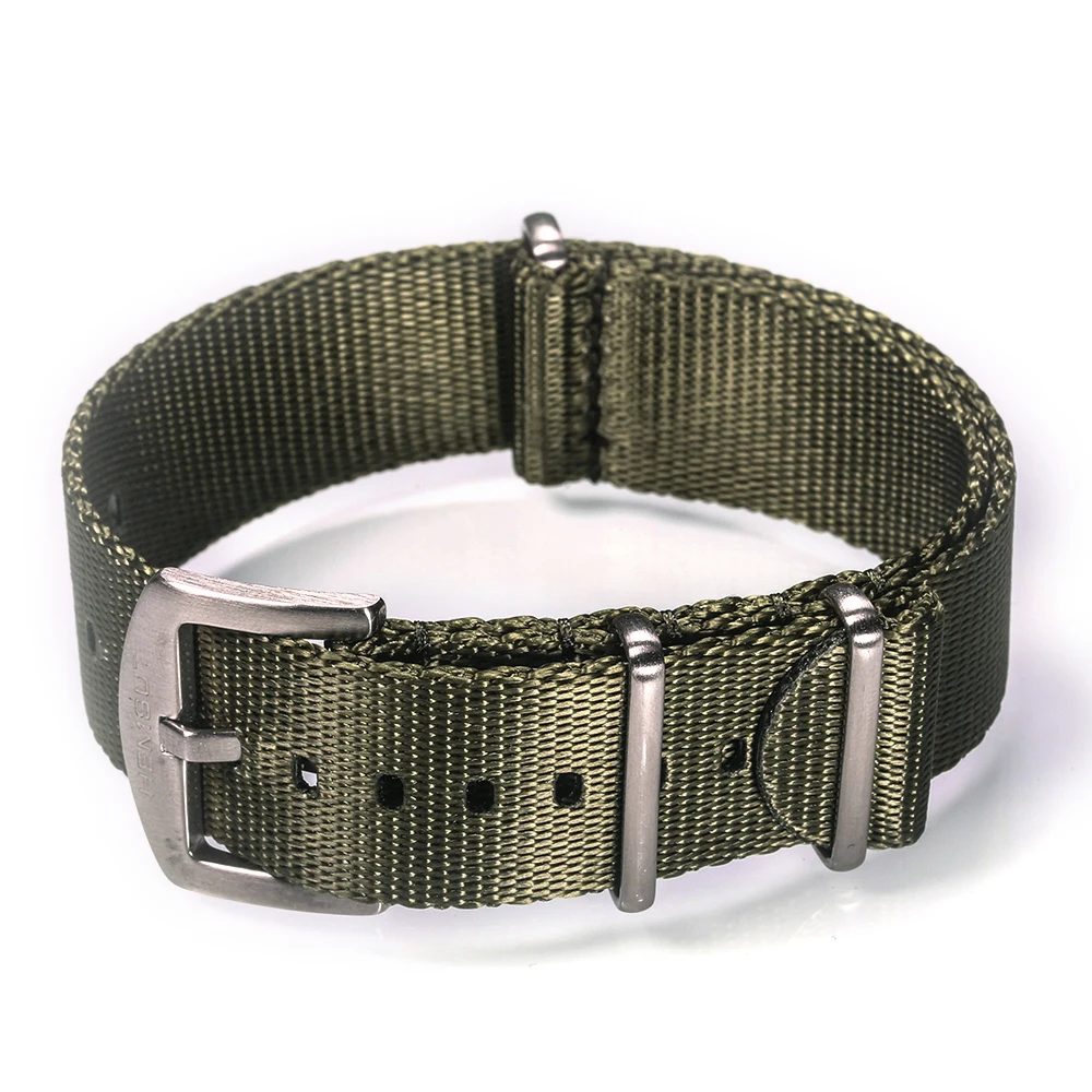 Ремешок нейлоновый сменный для наручных часов зеленый Браслет мужских и женских