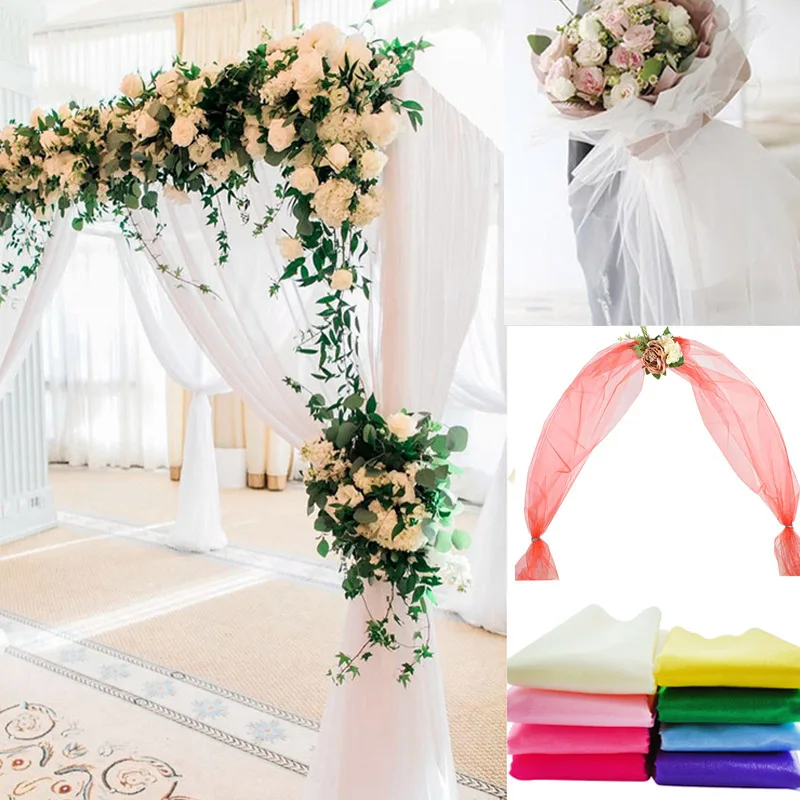 Белый рулон органзы для свадебных торжеств 5/10 м 48 см пряжа из хрустального тюля