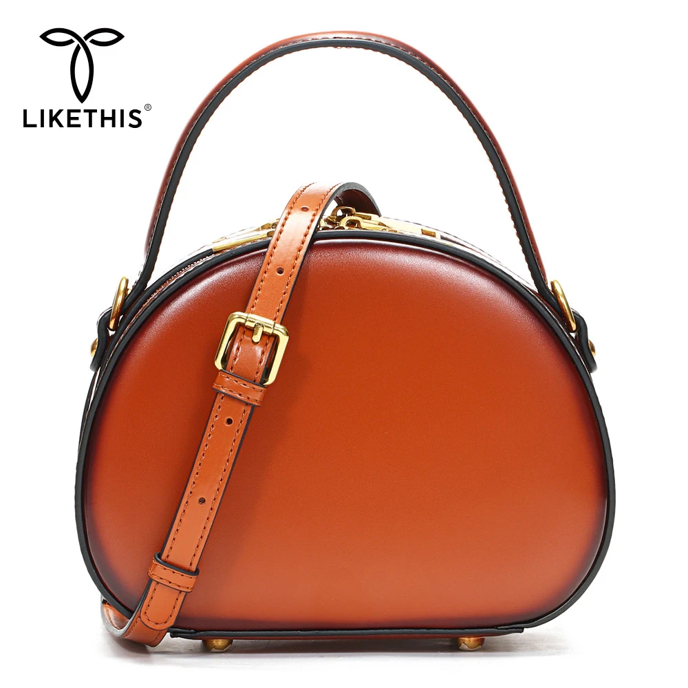 

2021 Vintage Women's Handbag New Fashion Design Genuine Leather Top-Handle Crossbody Bag Small Ladies Shoulder Bags Sac