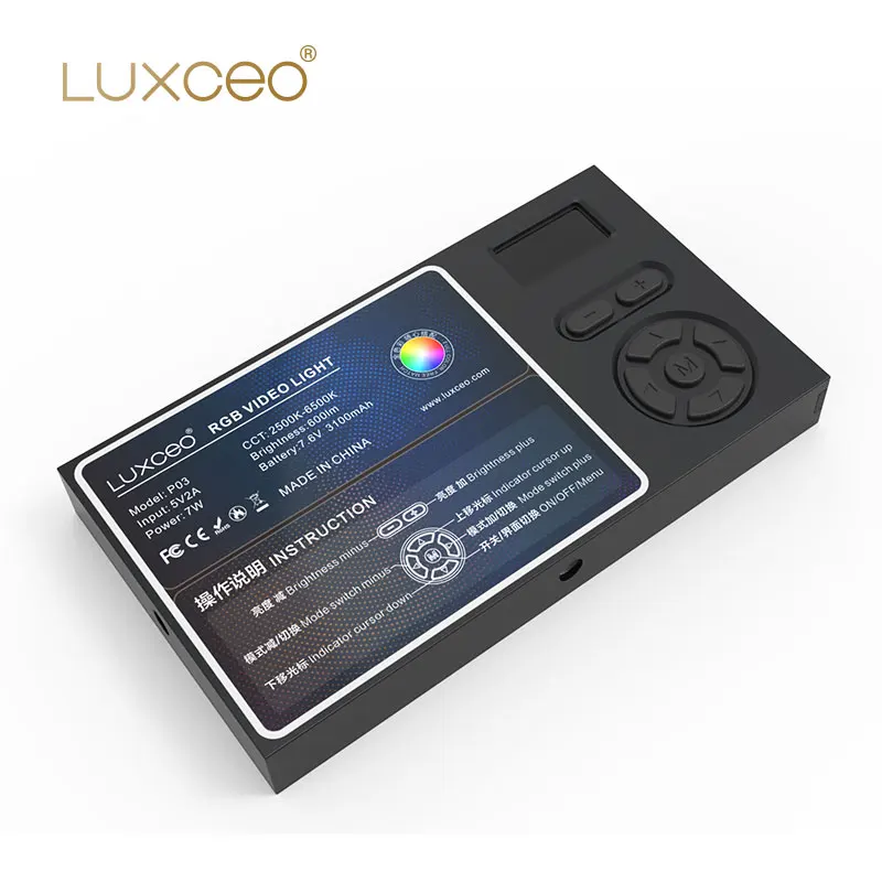 Панель для видеосъемки LUXCEO P3 RGB 7 Вт 2500K 6500K малый размер освесветильник фотосъемки