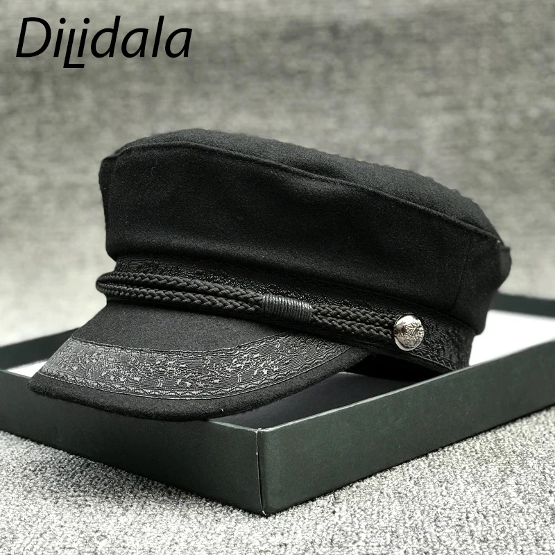Dilidala осенняя и зимняя шапка бини для женщин шерстяные береты японский плоский