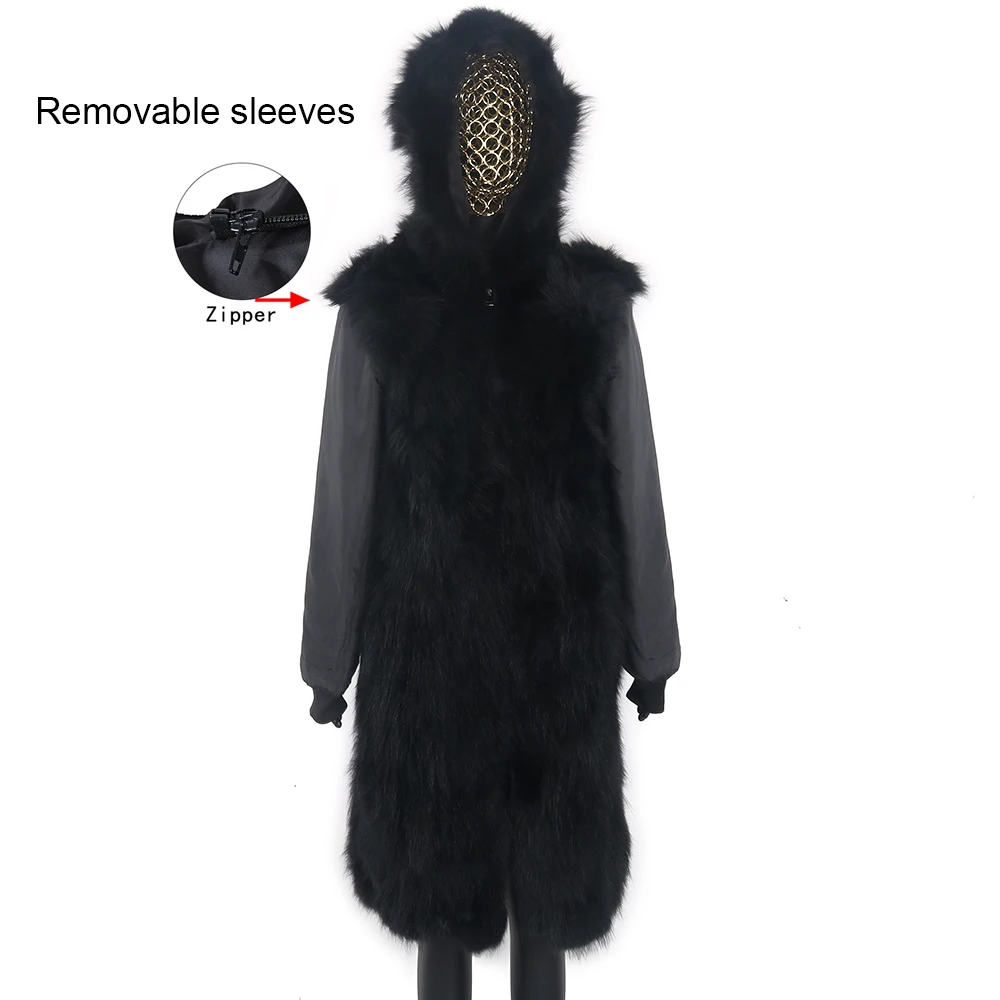 Women Waterproof Parka Real Fur Coat Winter X-long Jacket Real Raccoon Fur Linner Outerwear Detachable 2022 New Famale Fur Parka