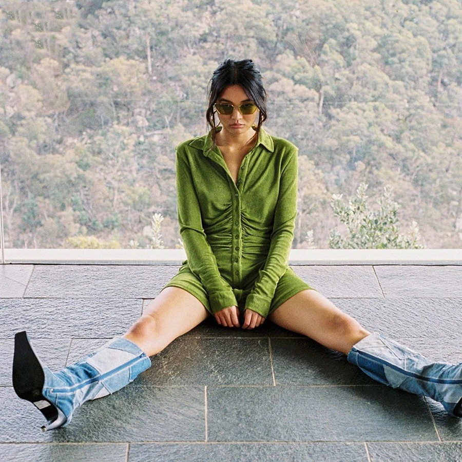 Платье-мини женское базовое Фланелевое с длинным рукавом плиссированное 2021 |