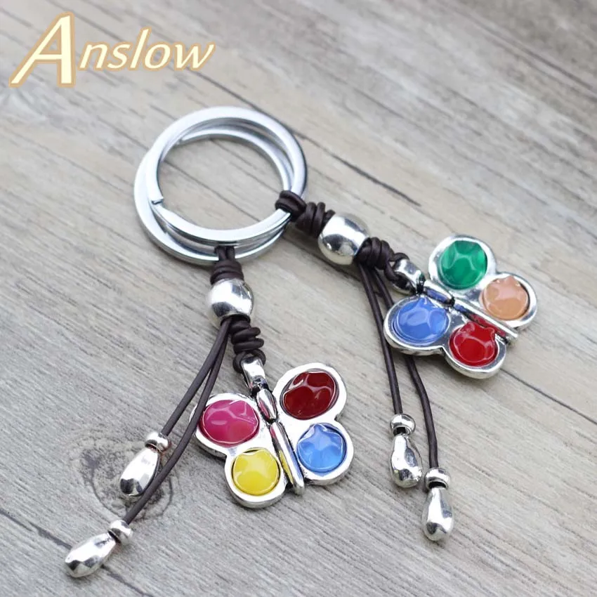 

Anslow 2020 Original Design Irregular Resin Color Dragonfly Pendant Charms Keychain Key Rings For Women Girls' Bag Key LOW0009KY