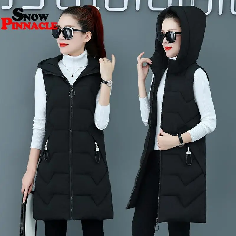 Женский Длинный жилет-10 дег повседневный плотный теплый осенний жилет без