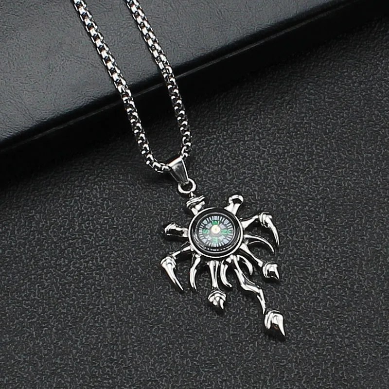 

Hip Hop Fashion New Compass Necklace Men Stainless Steel Necklace for Women Lover's Round Pendant Necklace Punk Party Jewelry
