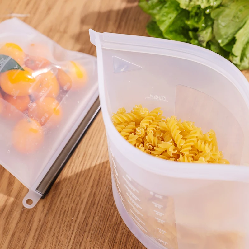 1000/1500 мл силиконовый мешок для хранения Многоразовые силиконовые пакеты еды