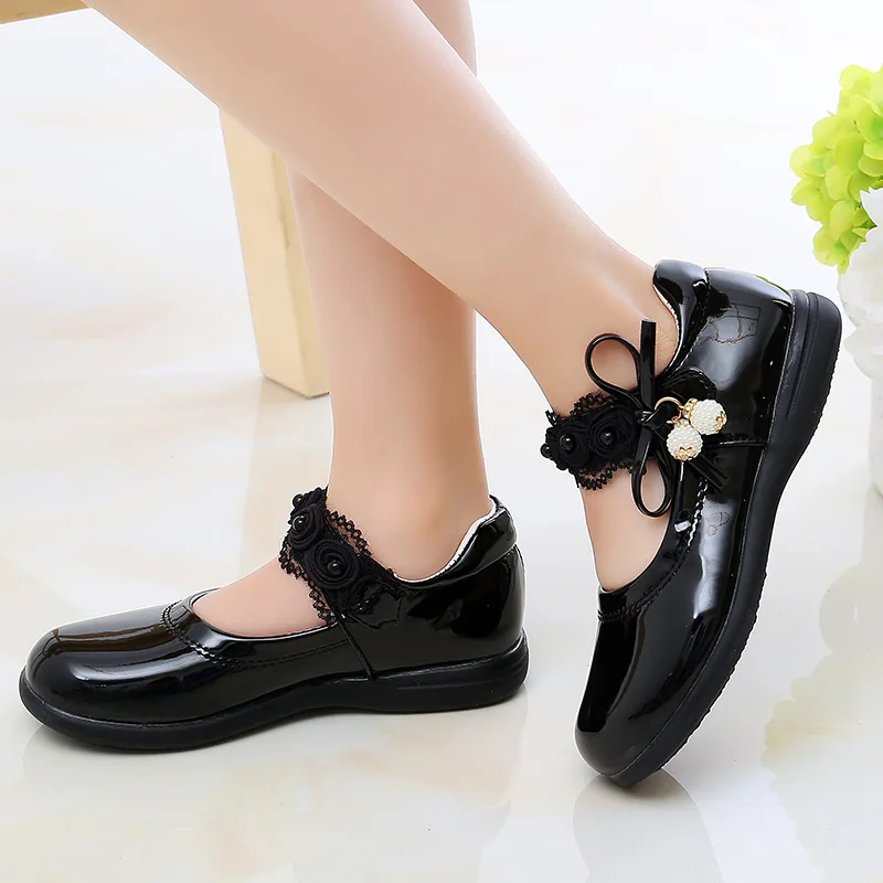 2021 New Children Elegant Princess PU Leather Shoes For Kids Girls Wedding Dress Party Beaded Shoes For Girls Princess shoes enlarge