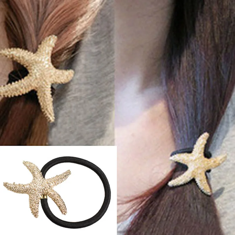 Повязка для волос с золотыми морскими звездами эластичная повязка застежкой