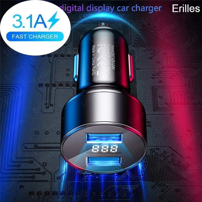 3.1A автомобильное зарядное устройство мобильный телефон Быстрая Зарядка адаптер