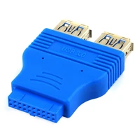 20 pin motherboard header female to dual usb 3 0 type a female adapter connector blue wholesale