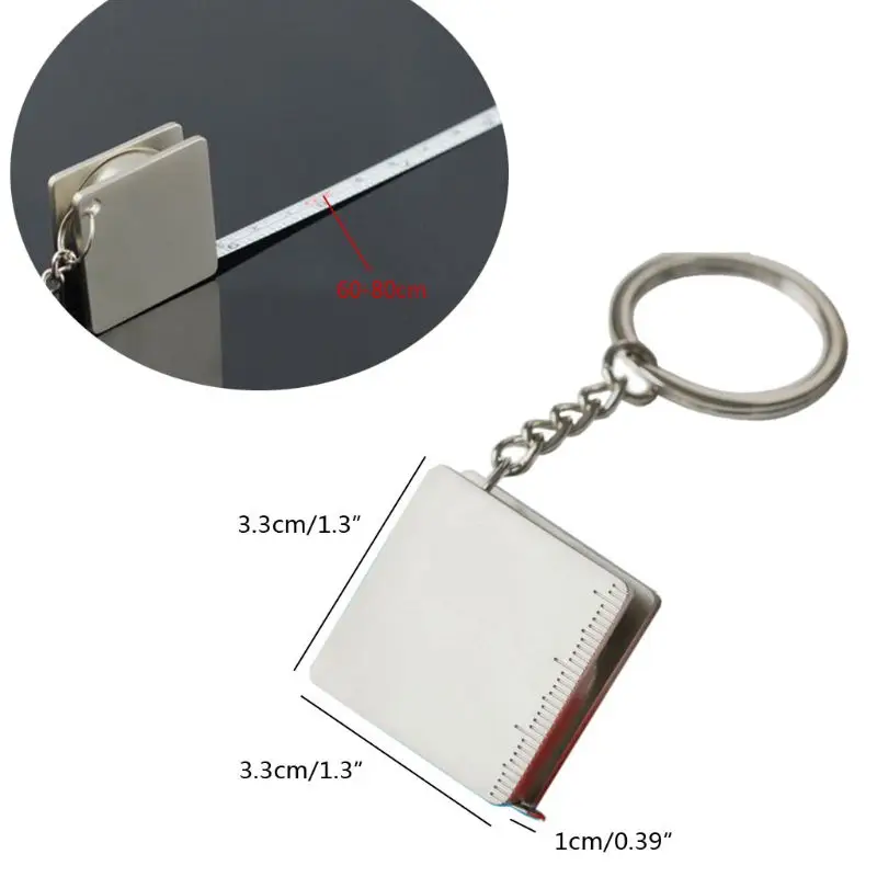 

Portable Band Tape Key Chain Metal Ruler Tape Measure Key Ring Measuring Reel Keychain Line Tape Tools Fashion Jewelry