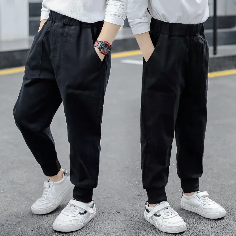 Детские трикотажные однотонные штаны для мальчиков Свободные повседневные