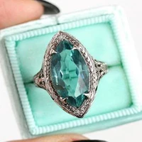 popular big green horse eye shaped crystal rhinestone finger ring for party wedding engagement jewelry size 6 10