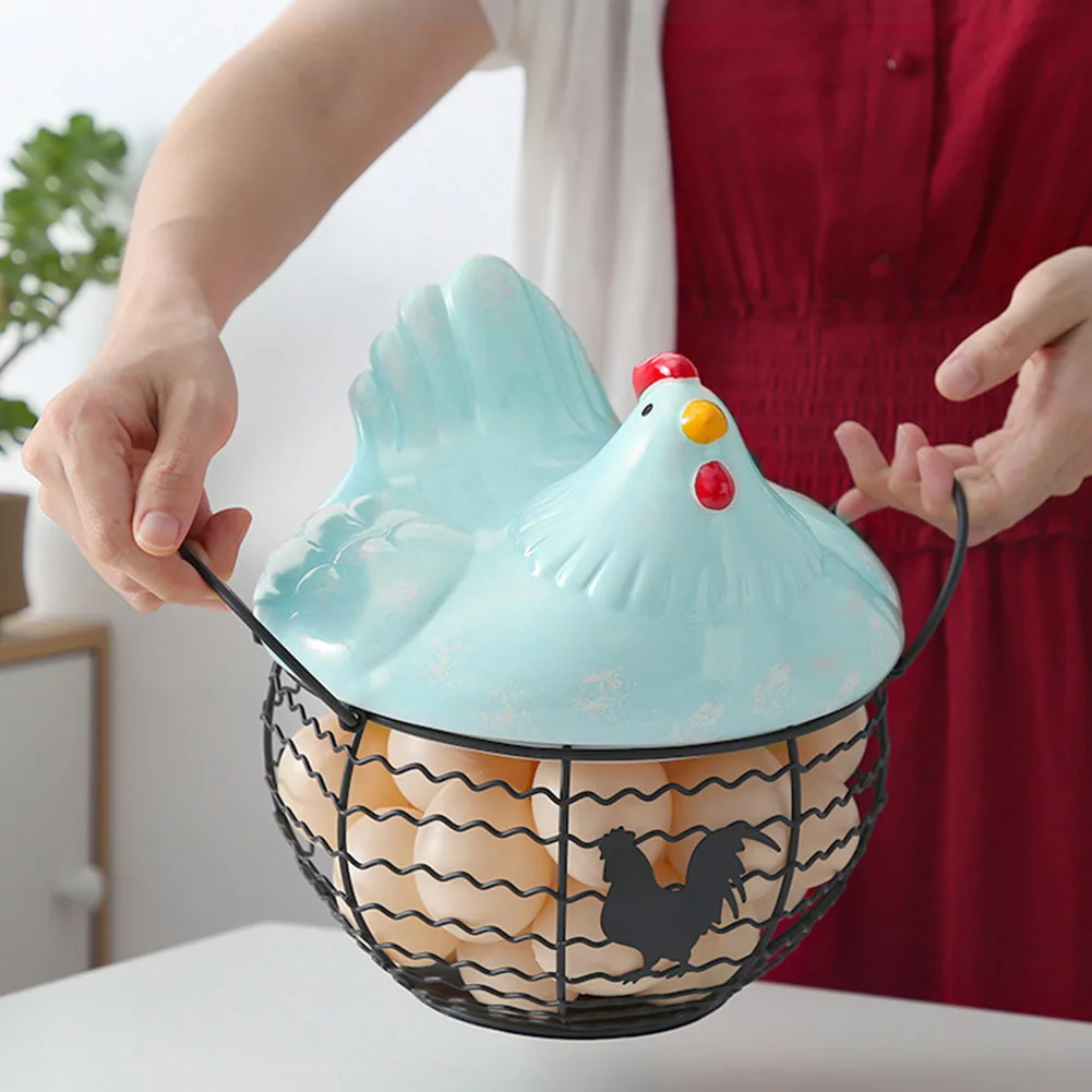 Керамический Железный Держатель для яиц корзина из проволоки курицы креативная