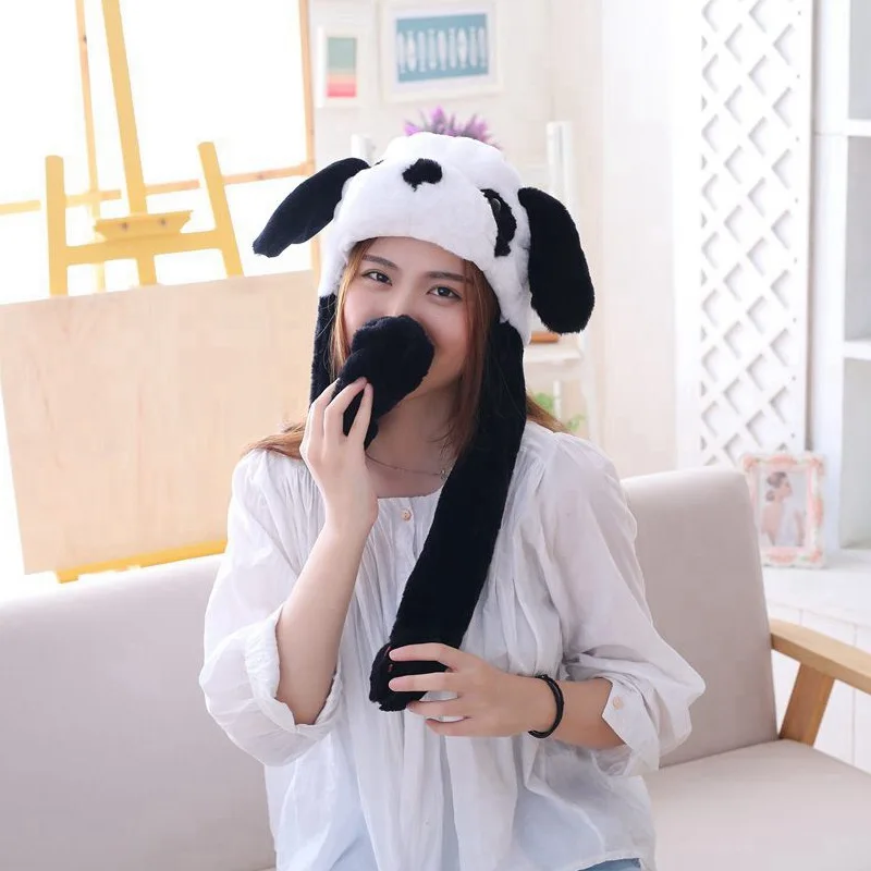 

Funny Panda Moving Ears Hat Warm Soft Headgear Cute Festival Party Game Dress Up Cartoon Animal Caps Plush Cap Photo Props