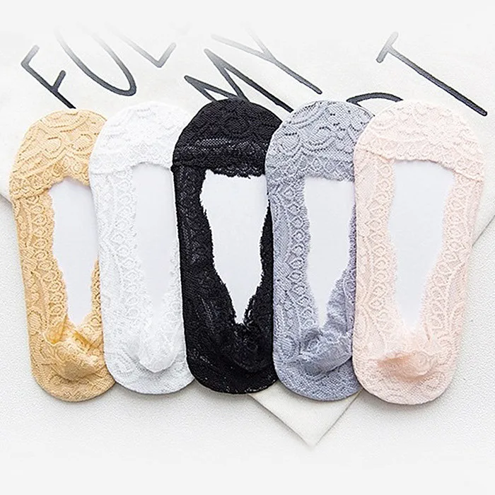 Женские Нейлоновые Носки с рисунком розовые невидимые кружевные носки в