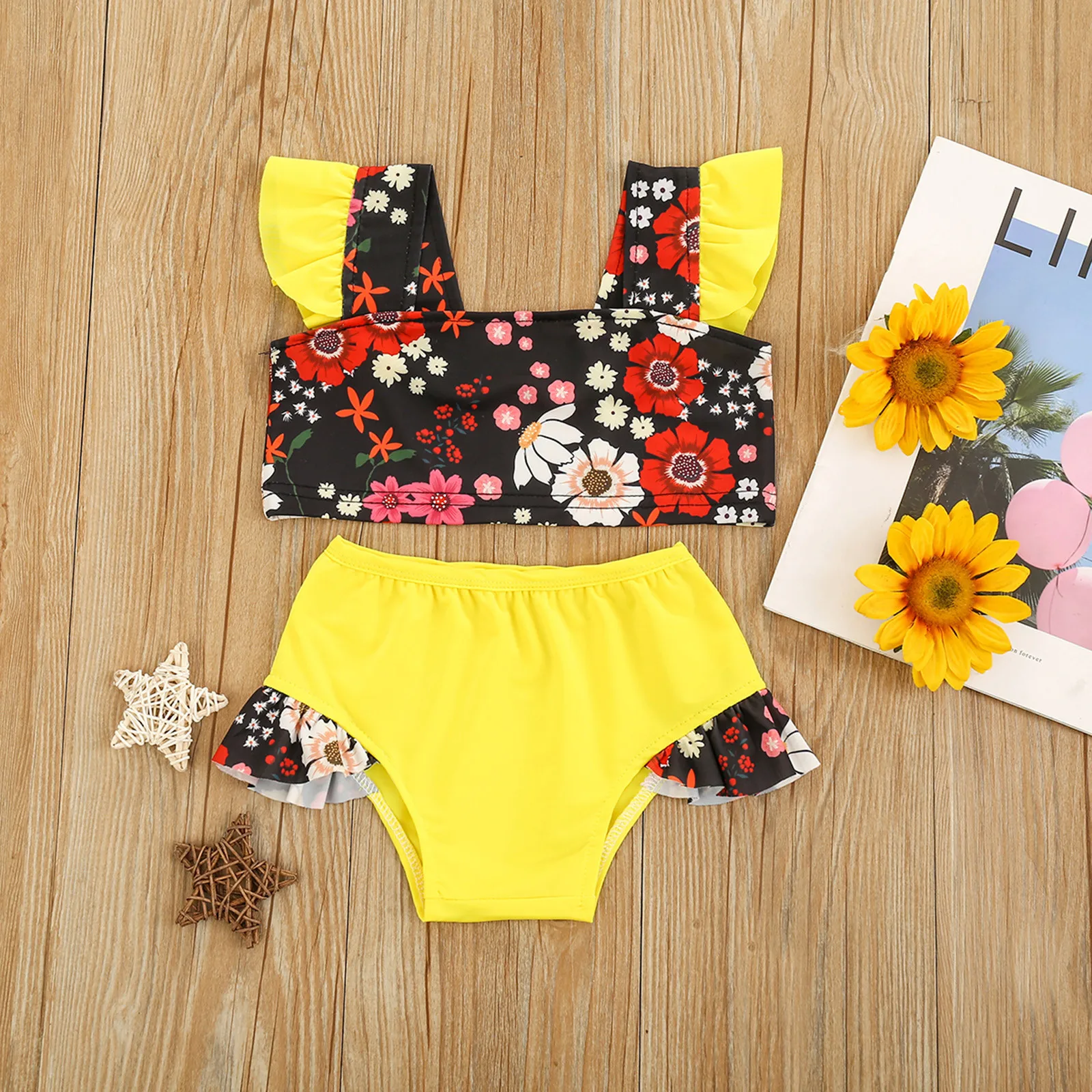

New Toddler Baby Kids Girls Slip Floral Print Beach Two-piece Swimwear Sets Vogue Summer Swimming Pool Girl Baby Swimsuit