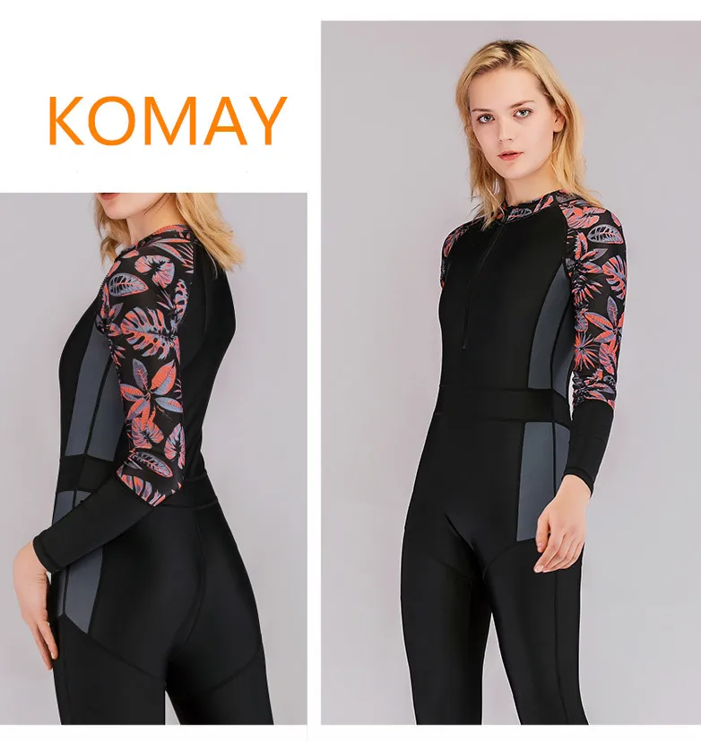 KOMAY женский эластичный тонкий цельный купальник из лайкры, кардиган, костюм для серфинга дайвинга, на молнии, гидрокостюм для плавания, УФ-защита, водный спортивный костюм