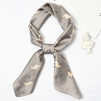 alpaca gray JOEJERRY мультяшный мини шарф Шелковый Квадратный маленький шарф повязка для волос женские головные банданы собака лошадь рисунок альпака - Цвет: alpaca gray