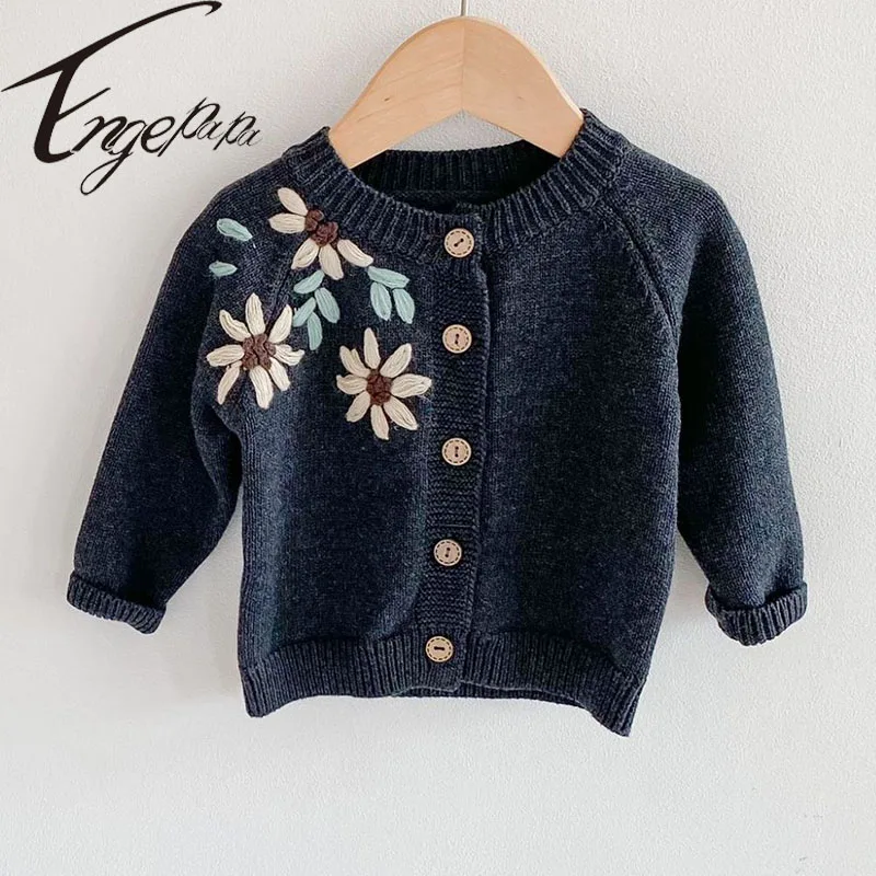 

Engepapa Hand Embroidered Knitted Coat Spring Autumn Newborn Baby Girl Sweater Infant Baby Knitted Cardigan Coat
