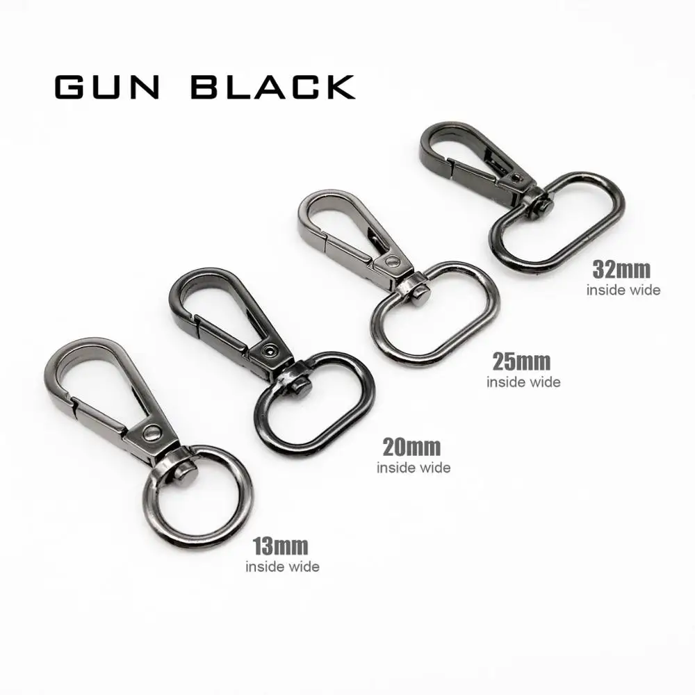 Gun black Металлический поворотный омаровый кожаный мешок Сумочка Кошелек Ремень Через Плечо зажим пусковое устройство брелок-карабин для ключей брелок собачий ошейник застежка - Цвет: Gun black
