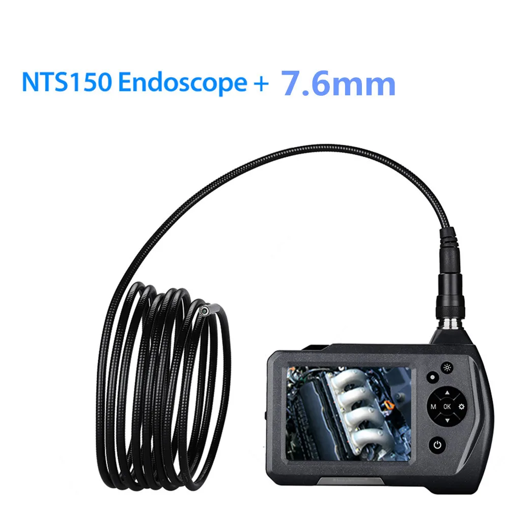 Endoscope Camera Flexible Pipe DVR Borescope HD 7.6mm Hard Cable 3.5&quot LCD Display Monitor Snake 6 LEDS | Безопасность и защита