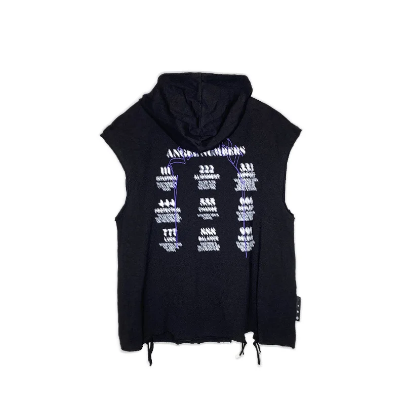 

UNCLEDONJM Men tank tops Distressed vest hoodie HIP HOP workout clothes for men graphic vest mens ripped top men vests LSD87