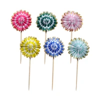 902050 600 pcs sunflower paper fans picks birthday wedding sticks art toothpicks cupcake cake toppers signs party decoration