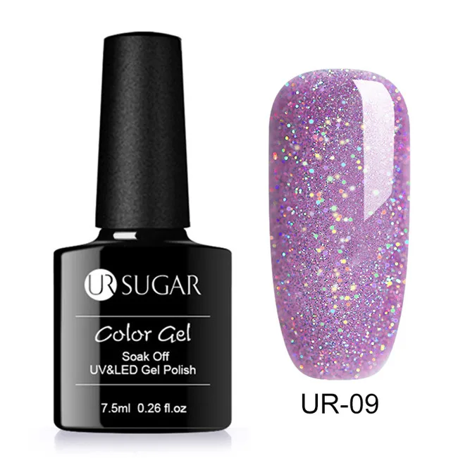 Holographic 9 UR SUGAR 7,5 мл голографический УФ лак для ногтей с блестками лак блестящая Лазерная Блестки УФ гель лак личная гигиена дизайн ногтей маникюрный лак - Цвет: Holographic 9