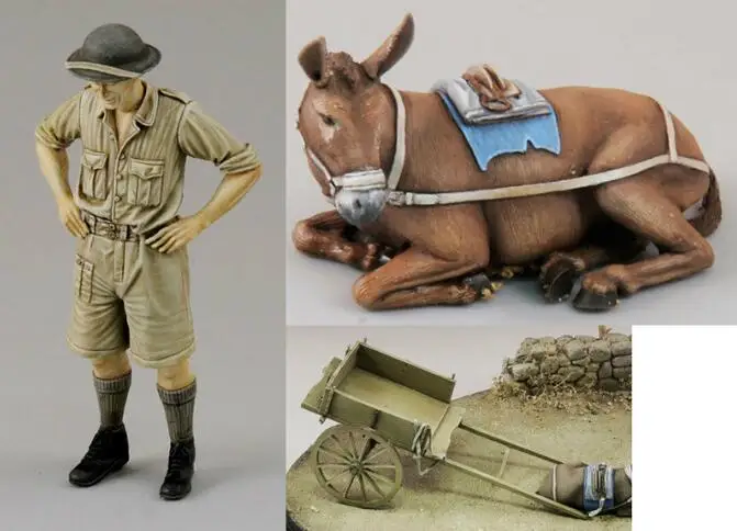 1/35 Набор фигурок из смолы солдат и Ослик с аксессуарами|Наборы для сборки