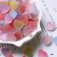 50pcsbag cute gummy heart shape nail art decoration 810mm resin sugar charms 6 colors candy kawaii jelly manicure accessories