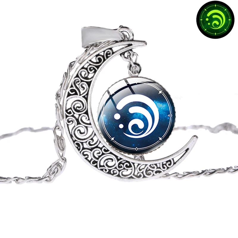 Светящееся ожерелье в стиле аниме Genshin светящееся с глазами Бога водным ветром
