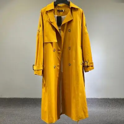 

Hot Sale 2021 Famous Outwear Double Breasted Vintage Spring Autumn For Women Long Pure Cotton Trench Coat Windbreaker Large size