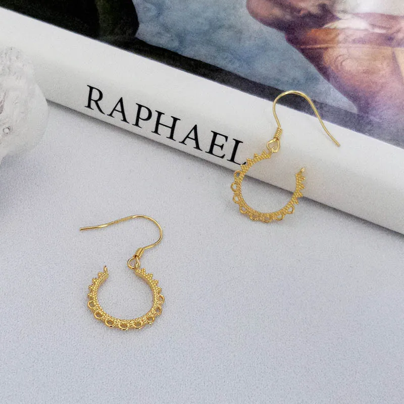 

Женские винтажные серьги-подвески, открытые круглые серьги из серебра 100% пробы с кружевным полым узором в ретро стиле, Изящные Ювелирные ук...