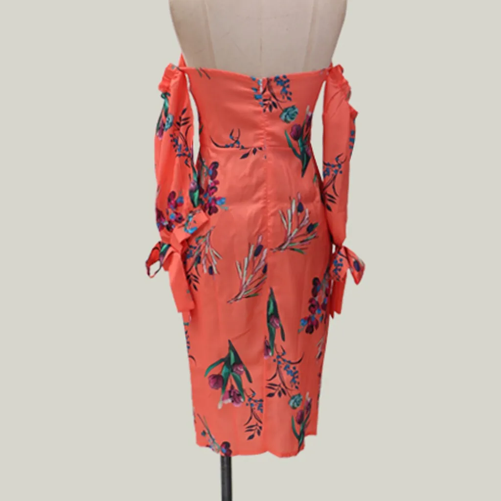 Летнее платье Boho Bodycon для женщин сексуальное с высоким разрезом без бретелек